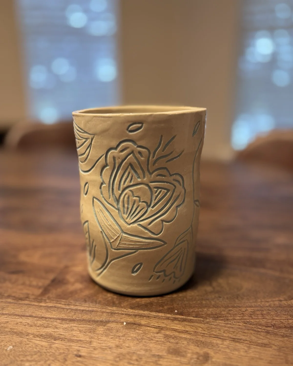 Floral Etched Vase